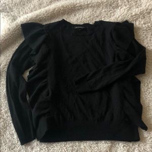 Club Monaco Black sweater with ruffles
